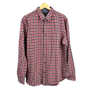 Banana Republic Men’s‎ Plaid Button Down Shirt Red Navy White Long Sleeve L